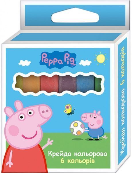 Мел Свинка Пеппа 6 цветов 12х11,5х80 мм 120308 Перо