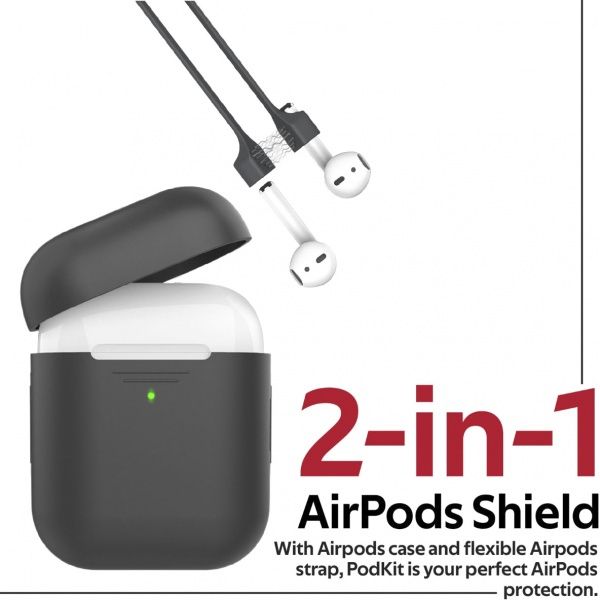 Чехол для наушников Promate PodKit для Apple AirPods black (podkit.black) 