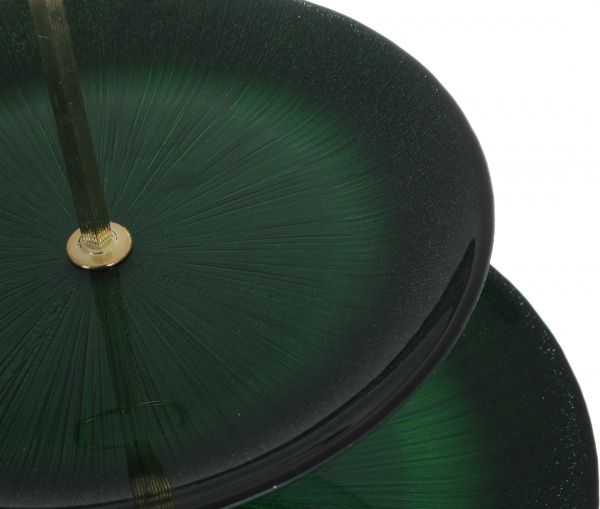 Фруктовниця двохярусна Crystal 21+28 см зелена Dekor Cam 