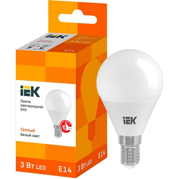 Лампа светодиодная IEK ECO 3 Вт G45 матовая E14 220 В 3000 К