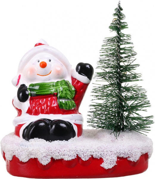 Сувенир новогодний снеговик с елкой BX-22184 светодиодная (LED) 11 см 