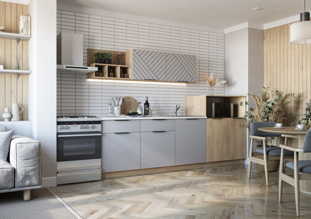 Кухня Грейд Мелания ДСП 2,7мшиншилла серая/дуб кремона торро/дуб кремона торро