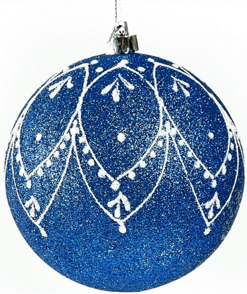 Шар новогодний Кружево синий с белым 