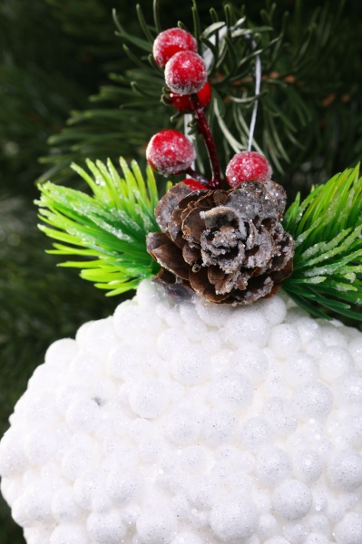 Декоративная подвеска Шар с декором 8 см белый HL21-35