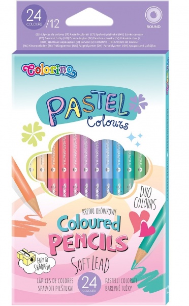 Карандаши цветные двусторонние 12 шт. х 24 цв. Pastel 87737PTR Colorino