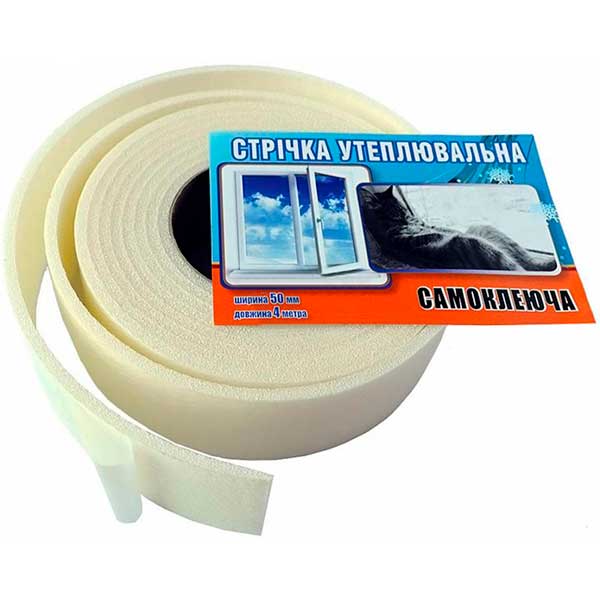 Уплотнитель самоклеящийся прямоугольный ППЭ Rolli 50x4мм 4 м 4 м белый 