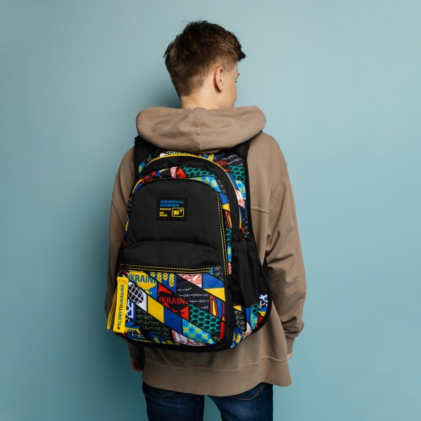 Рюкзак школьный YES Fashion T-133 Welcome to Ukraine черный