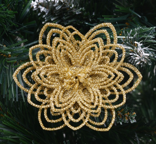 Цветок декоративный Shunda гвоздика 10 см золотистая