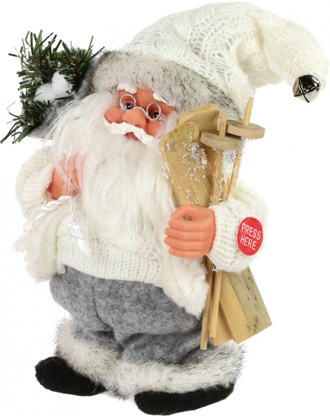 Декоративная фигура Дед Мороз с лыжами и подарками 18 см 