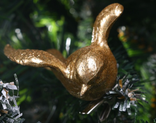 Подвеска Птичка 3Д 6х6х4 см золото