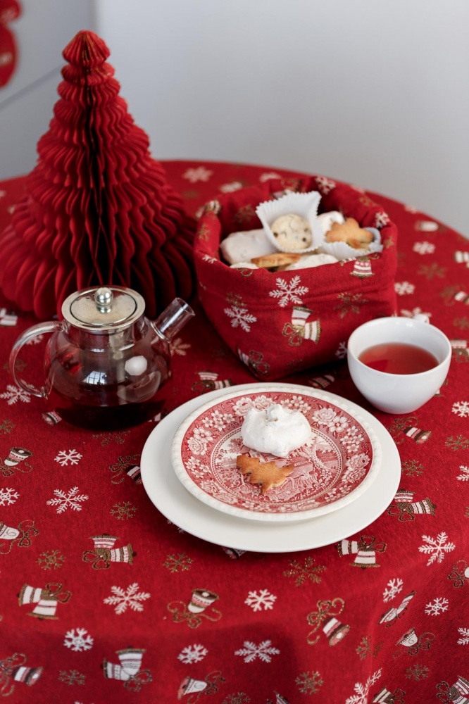 Хлібничка гобеленова Прованс Дзвіночки на червоному 18x18 см