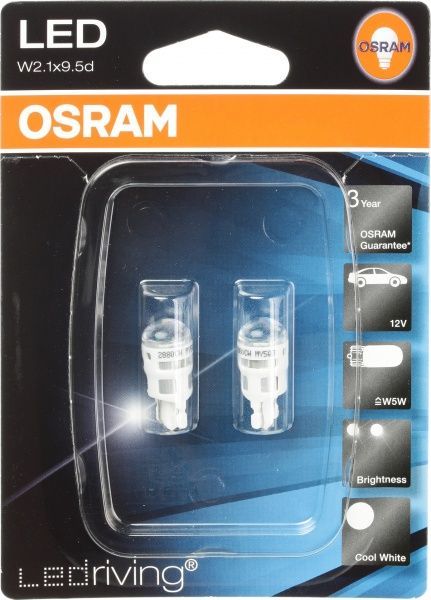 Лампа світлодіодна Osram 2880 LED (2880CW-02B) W5W W2.1x9.5d 12 В 1 Вт 2 шт 6000