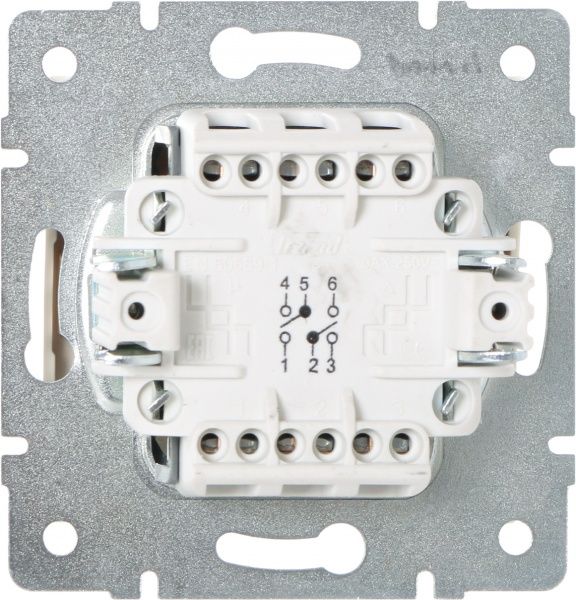 Переключатель проходной двухклавишный Lezard Rain без подсветки 220В крем 703-0388-106