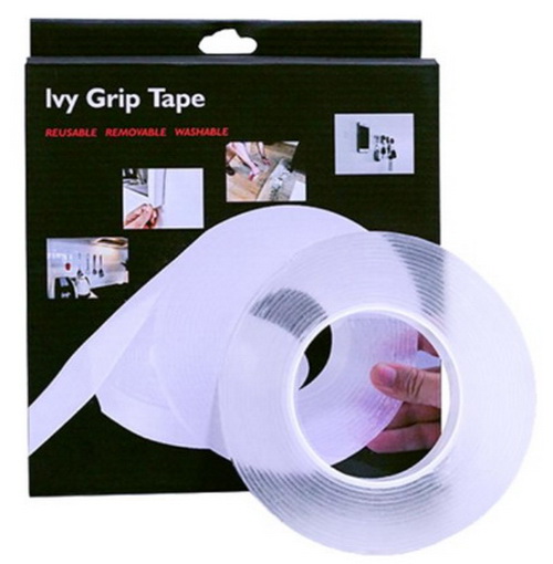 Клейкая лента многоразовая (нано скотч) Ivy Grip прозрачная 1 м