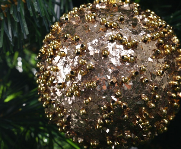 Шар новогодний 80 мм золотой CAA126720