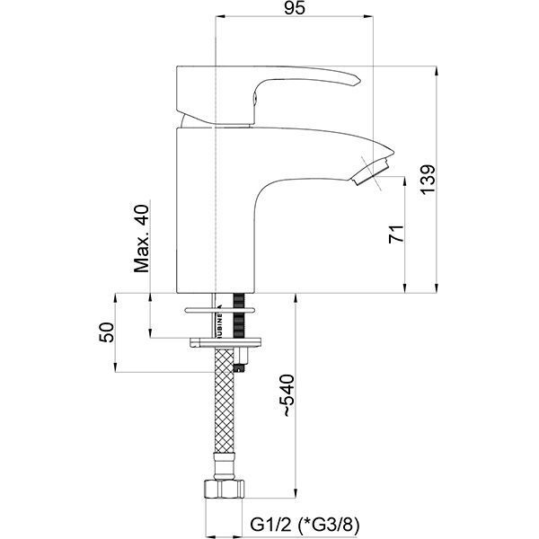 Змішувач для умивальника Rubineta Artis 540039