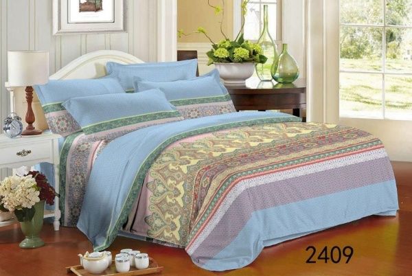 Покрывало стеганое Пэчворк 2409 240x215 см бежевый с коричневым 