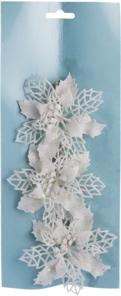 Набір новорічного декору Shunda Пуансетія 10 см 3шт біла