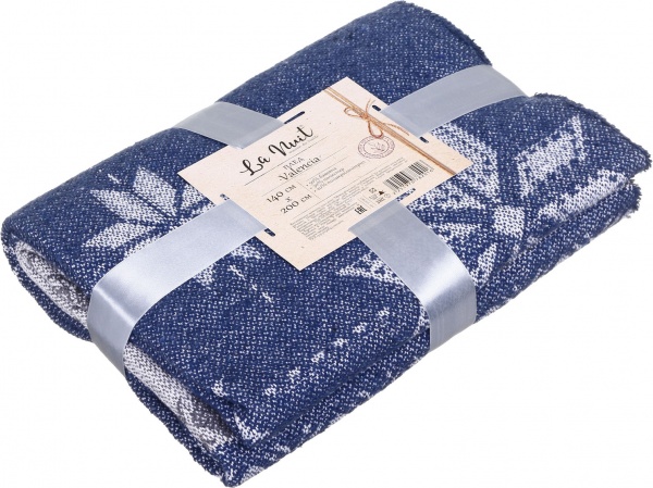 Плед Валенсія NY SNOWFLAKE 140x200 см синий с белым Vladi 