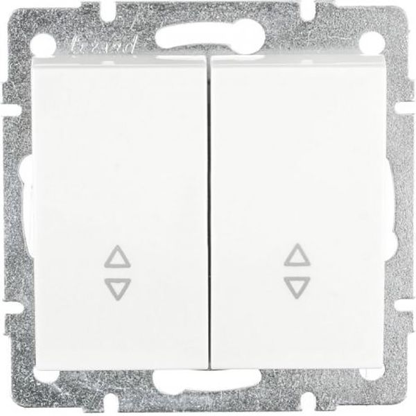 Выключатель проходной двухклавишный Lezard Rain без подсветки 10 А 220В белый 703-0288-106