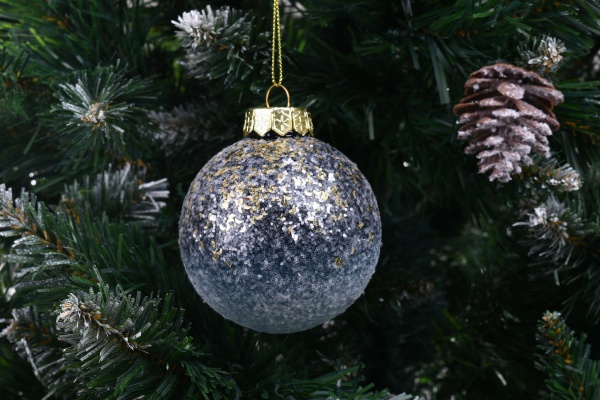 Елочная игрушка в форме шара с блестками и бусинками 8 см CAA126820 