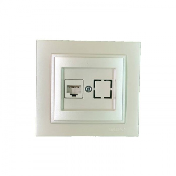 Розетка компьютерная с заземлением Mono Despina IP20 жемчуг 102-252505-125