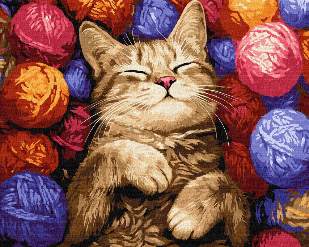 Картина по номерам Кот в клубочках ©art_selena_ua Ideyka