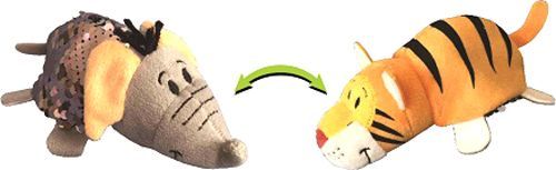 Мягкая игрушка ZooPrяtki с пайетками 2 в 1 Слон-Тигр 12 см 553IT-ZPR