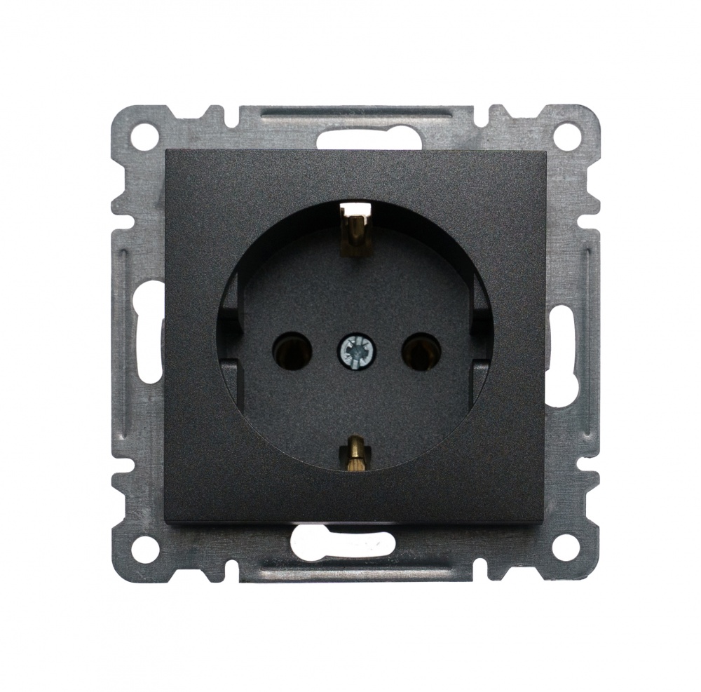 Механізм розетки із заземленням Makel Karea IP20 чорний 57054028