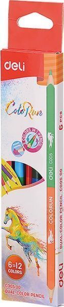 Олівці кольорові Color Run EС00500 6 шт. 12 кольорів двосторонні Deli