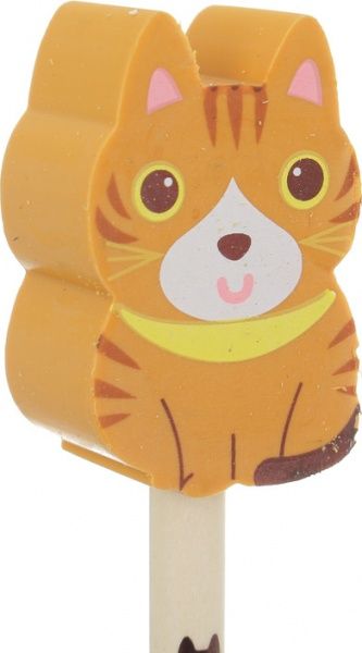 Олівець чорнографітний з гумкою Кіт в коробці в асортименті