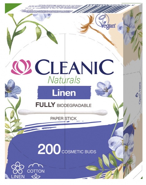 Ватні палички Cleanic Naturals Linen паперовий стік 200 шт. (коробка)