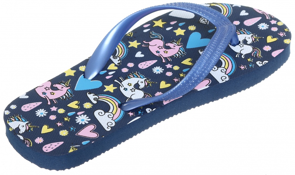 Вьетнамки для девочек Shantou Единорог р.34-35 темно-синий (NRSS18)