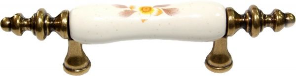 Меблева ручка металофарфорова 64 мм антична мідь REI 836