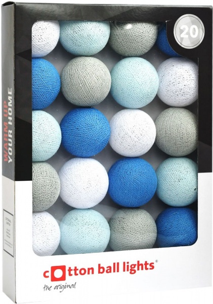 Электрогирлянда Котоновые шарики BLUE лампа накаливания 20 ламп 