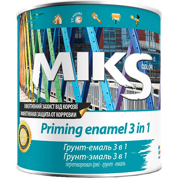 Грунт-эмаль MIKS Color 3 в 1 RAL 5005 синий глянец 0,8кг