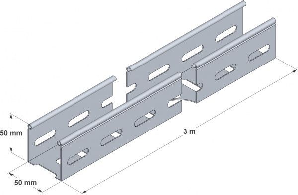 Лоток перфорований металевий 50x50 мм (0,45) L-3 м білий цинк