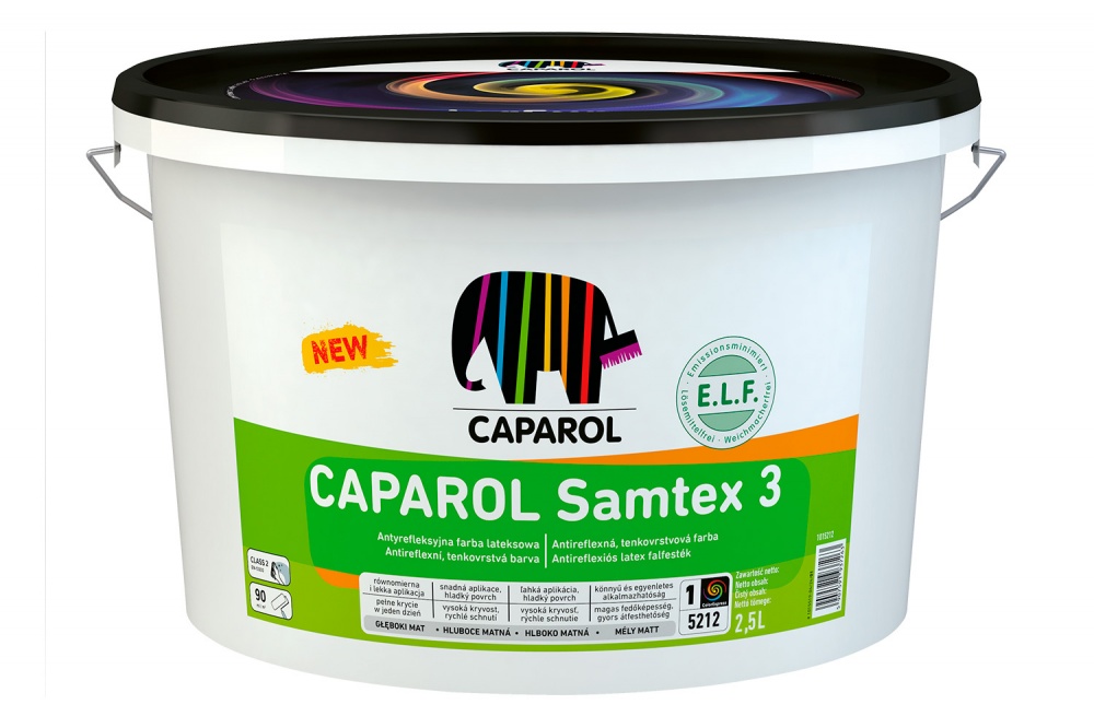 Фарба інтер'єрна латексна Caparol Samtex 3 База 1 E.L.F. глибокий мат 2,5л 3,8кг