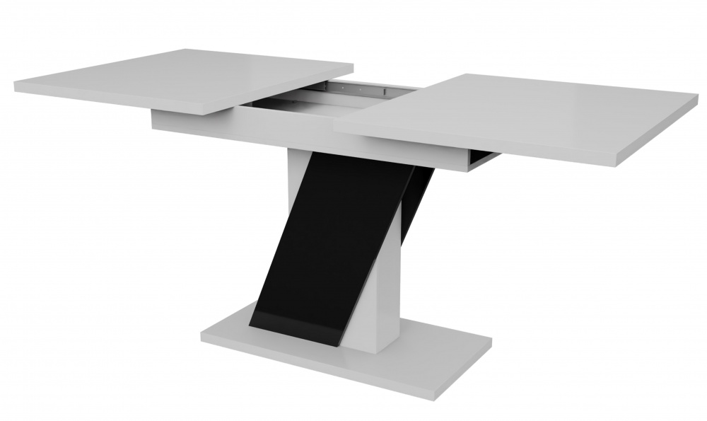 Стол обеденный Детройт 1380(1780)x750x750мм черный/белый глянец