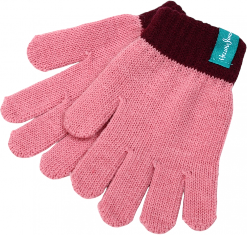 Рукавицы HW для девочек р.14 /розовый/коричневый