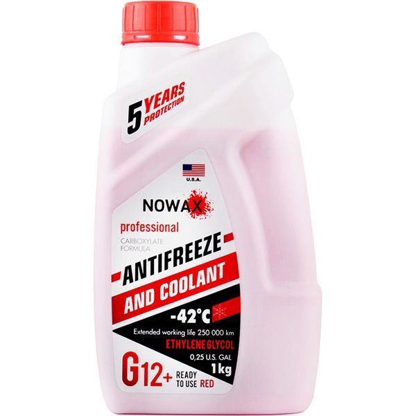 Антифриз Nowax G12+ -42 °С (NX01006) 1кг красный 