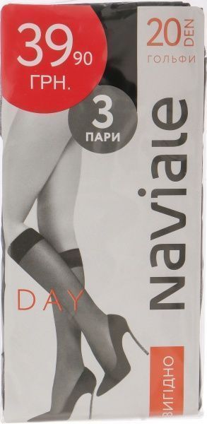 Гольфы NAVIALE 1001 DAY 3 пары 20 den р. one size черный 