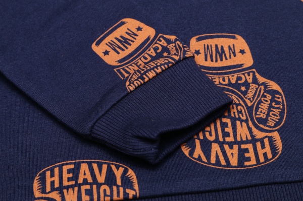 Джемпер для мальчика NWM Бокс р.128 синий с принтом U44230-1 