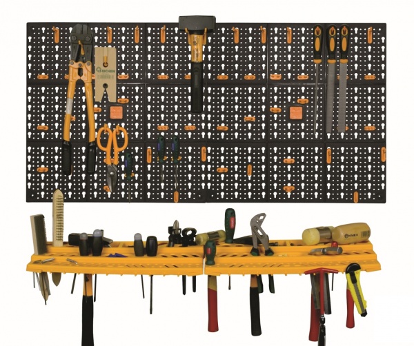 Панель полипропиленовые для инструментов 2 шт. Ш 500 x В 500 мм + 2 стойки + 50 разнообразных крючков Artplast 332