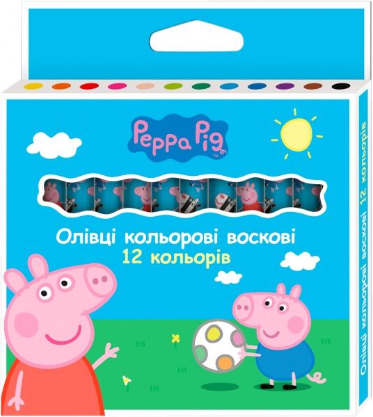 Олівці воскові Свинка Пеппа 12 кольорів Перо