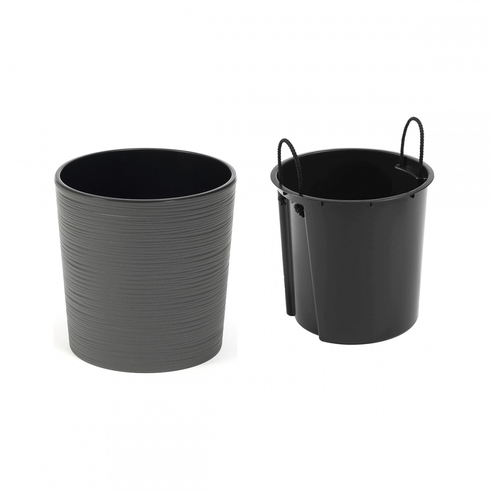 Вазон пластик MALWA круглий графіт 4 л Ламела (9507214)