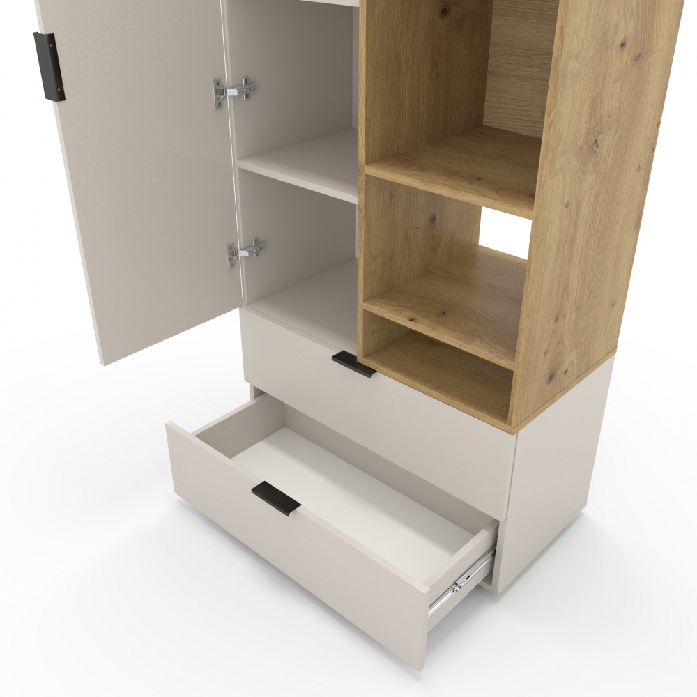 Шафа Metkas Home A001R 1д2ш ЛДСП 2300х800х420 мм кашемір / дуб артізан / кашемір