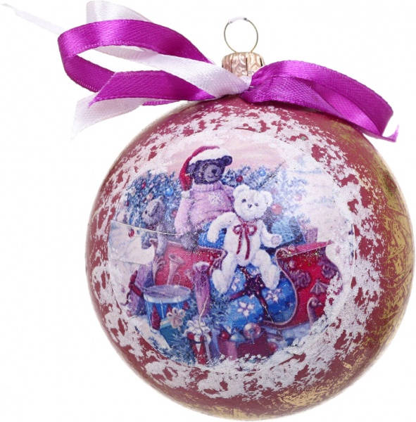 Шар новогодний Декупаж d 80 мм в ассортименте