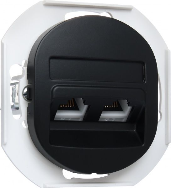 Розетка комп’ютерна подвійна Aling-Conel Eon чорний E614.E1