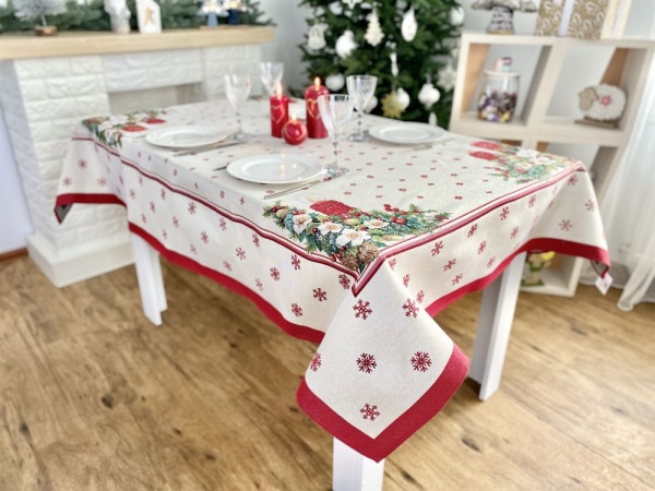 Скатерть Рождественская свеча 137x240 см Limaso 
